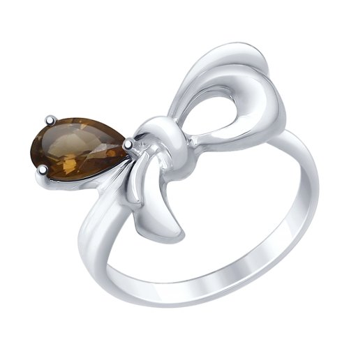 Серебряное кольцо Sokolov со вставками из полудрагоценных камней (гранат и раухтопаз) ДИ92011437, размеры от 16.5 до 19.5