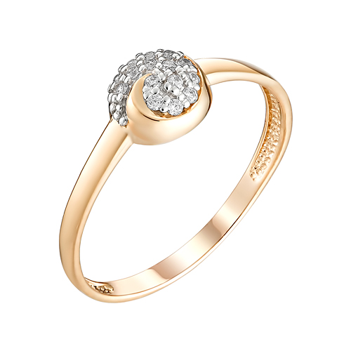 Золотое кольцо Ювелирные традиции из красного золота 585 пробы  со вставками (фианит) ЮИК132-4732, размеры от 17.5 до 17.5