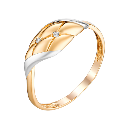 Золотое кольцо Ювелирные традиции из красного золота 585 пробы  со вставками (фианит) ЮИК132-4705, размеры от 17 до 17