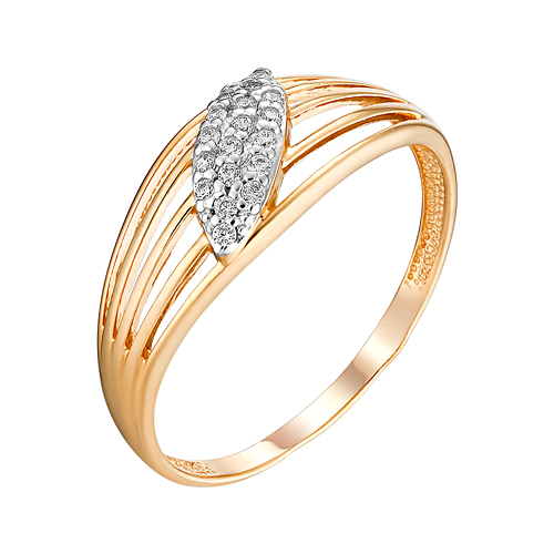 Золотое кольцо Ювелирные традиции из красного золота 585 пробы  со вставками (фианит) ЮИК132-4742, размеры от 17 до 17