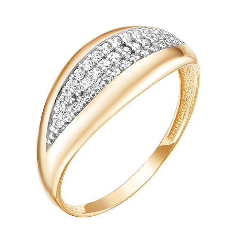 Золотое кольцо Ювелирные традиции из красного золота 585 пробы  со вставками (фианит) ЮИК132-4289, размеры от 16.5 до 17.5