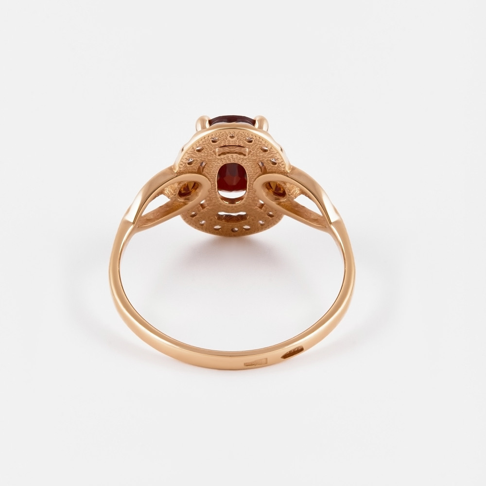Золотое кольцо Берег из красного золота 585 пробы  со вставками (фианит и ситалл) 2БКЗ5К.1-14.96-0359-02, размеры от 16.5 до 19.5