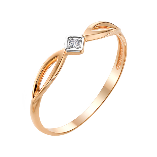 Золотое кольцо Ювелирные традиции из красного золота 585 пробы  со вставками (фианит) ЮИК132-3035, размеры от 16.5 до 16.5