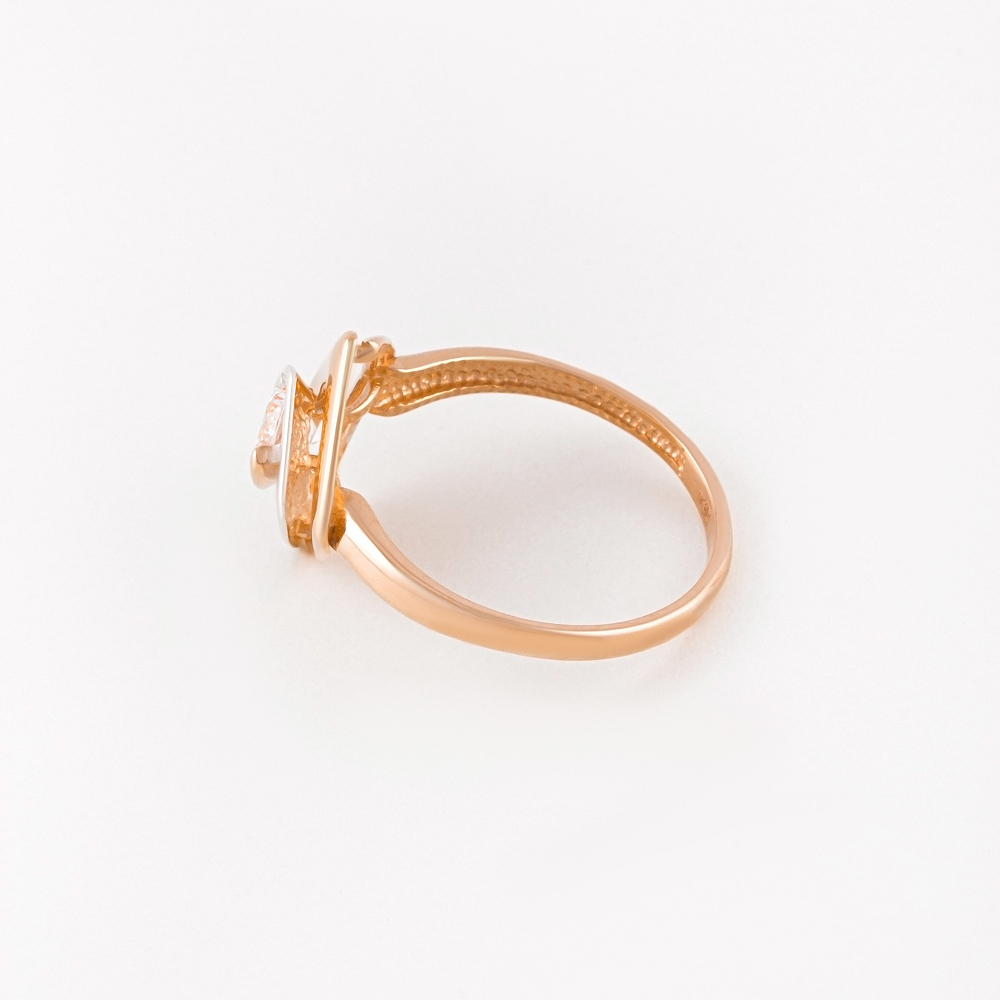 Золотое кольцо Санис из красного золота 585 пробы  со вставками (фианит) СН01-114652, размеры от 15.5 до 17.5