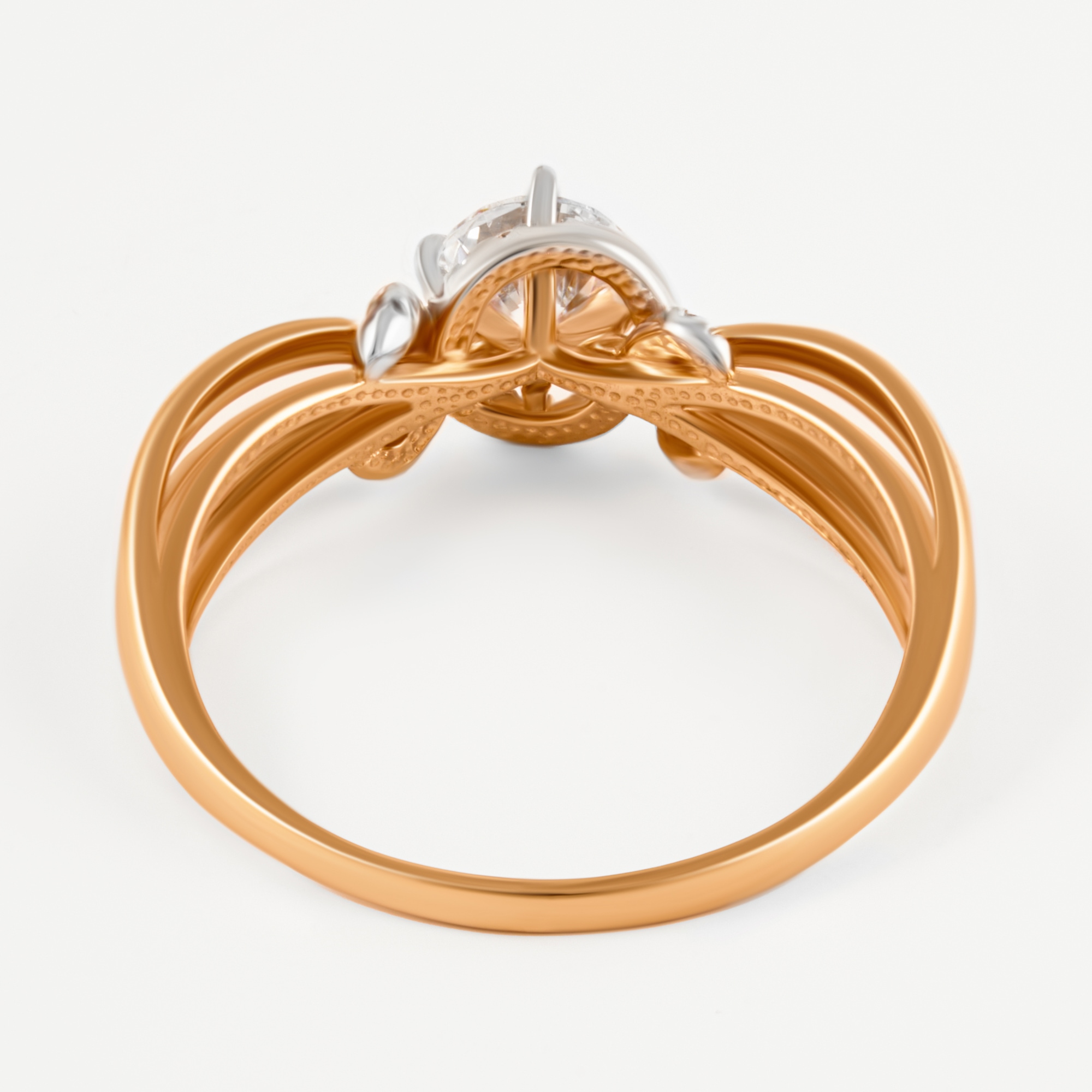 Золотое кольцо Санис из красного золота 585 пробы  со вставками (фианит) СН01-115322, размеры от 16 до 18