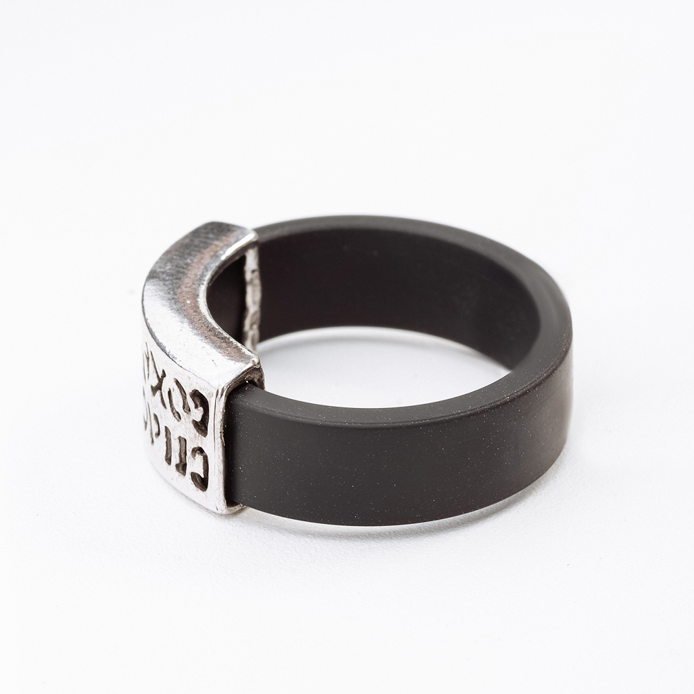 Серебряное кольцо Фабрика-ф  со вставками (каучук) 8ФС/С, размеры от 16.5 до 18