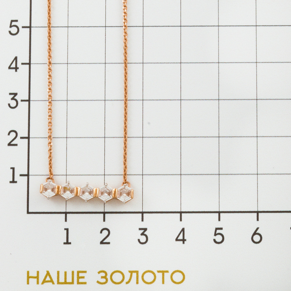 Золотое колье Sokolov из красного золота 585 пробы  со вставками (сваровски) ДИ81070017, размеры от 45 до 45