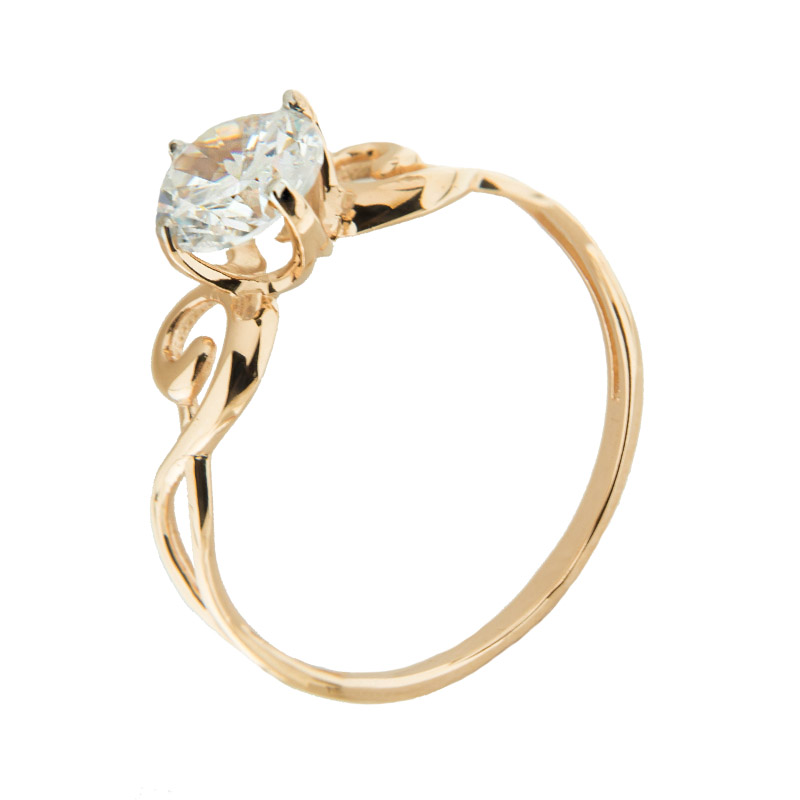Золотое кольцо Голден эра из красного золота 585 пробы  со вставками (сваровски) 5Э10-02-00004, размеры от 15.5 до 19.5