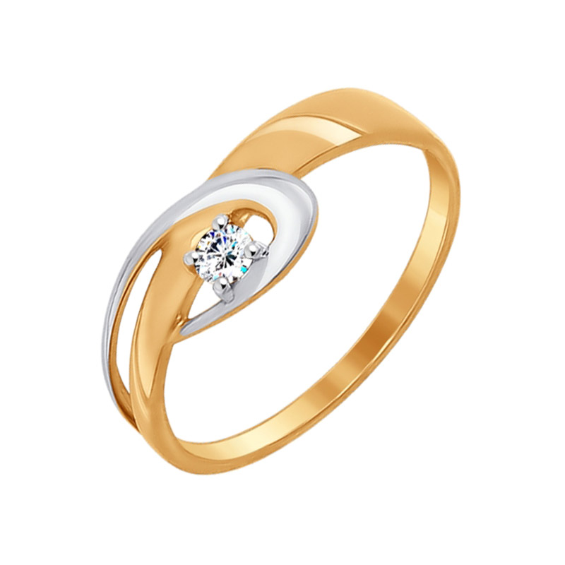 Золотое кольцо Sokolov из красного золота 585 пробы  со вставками (фианит) ДИ017258, размеры от 16 до 18