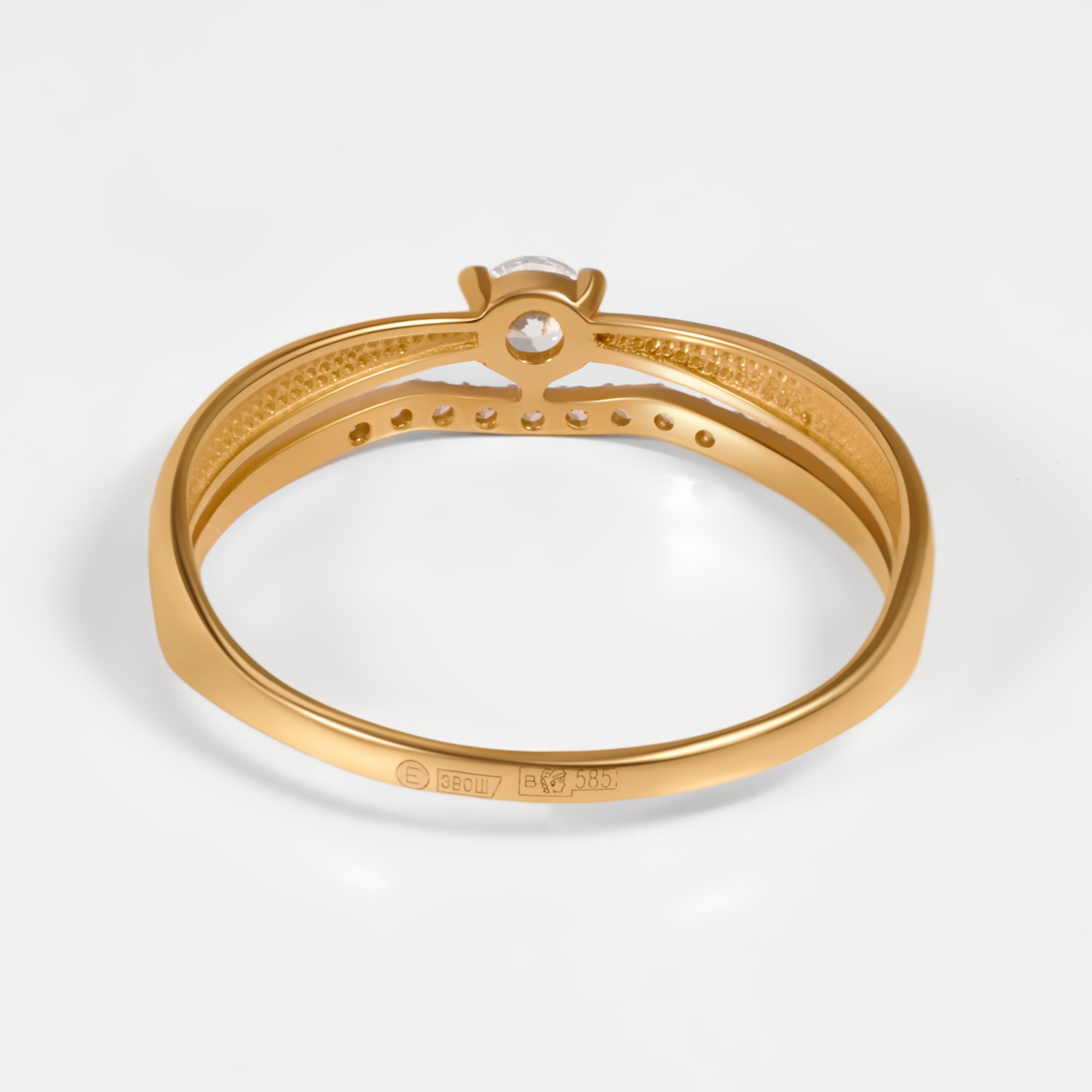 Золотое кольцо Efremof из красного золота 585 пробы  со вставками (фианит и сваровски) ЮПК1327636, размеры от 16.5 до 19