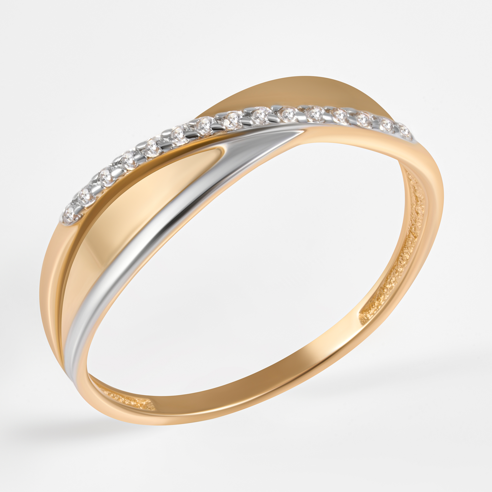 Золотое кольцо Efremof из красного золота 585 пробы  со вставками (фианит) ЮПК1327667, размеры от 17 до 20