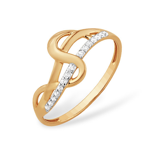 Золотое кольцо Efremof из красного золота 585 пробы  со вставками (фианит) ЮПК1327744, размеры от 17 до 20