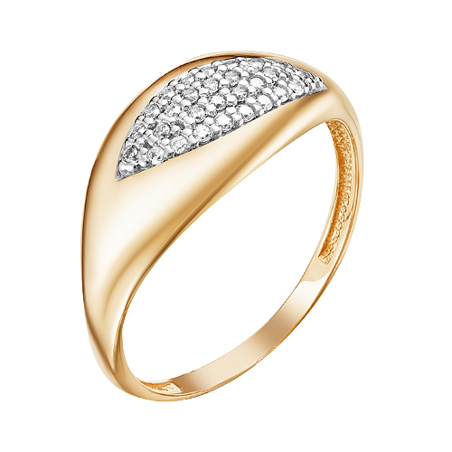 Золотое кольцо Ювелирные традиции из красного золота 585 пробы  со вставками (фианит) ЮИК132-4295, размеры от 16.5 до 18