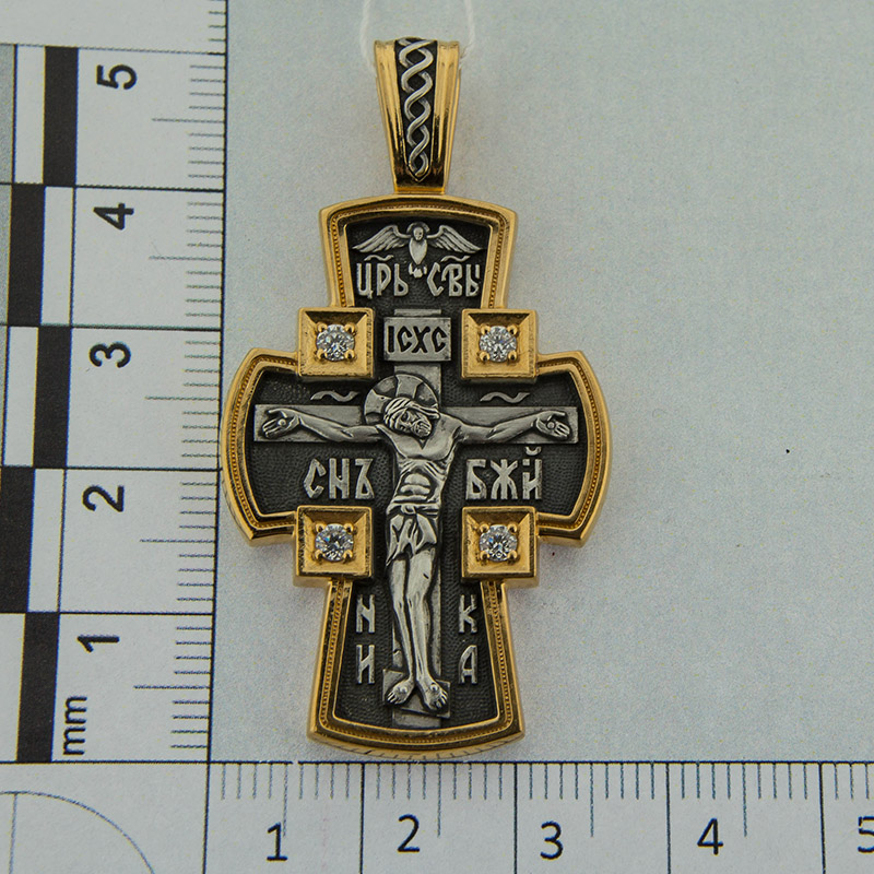 Серебряный крест Русские самоцветы РС43233