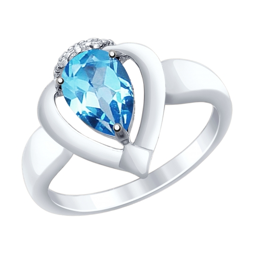 Серебряное кольцо с топазами и фианитами
