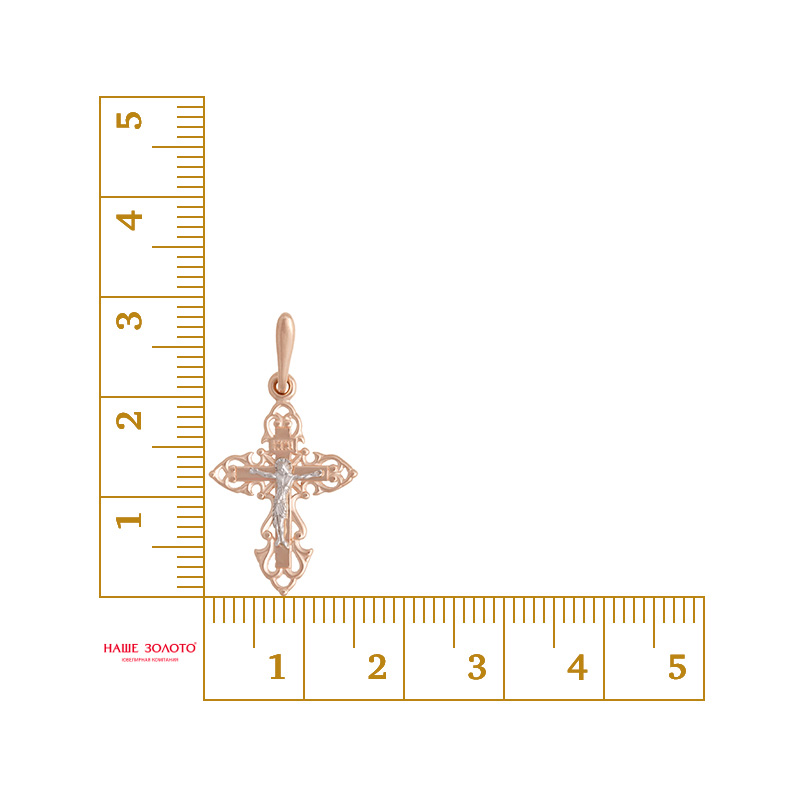 Золотой крест Топаз из красного золота 585 пробы ТЗТ13006656