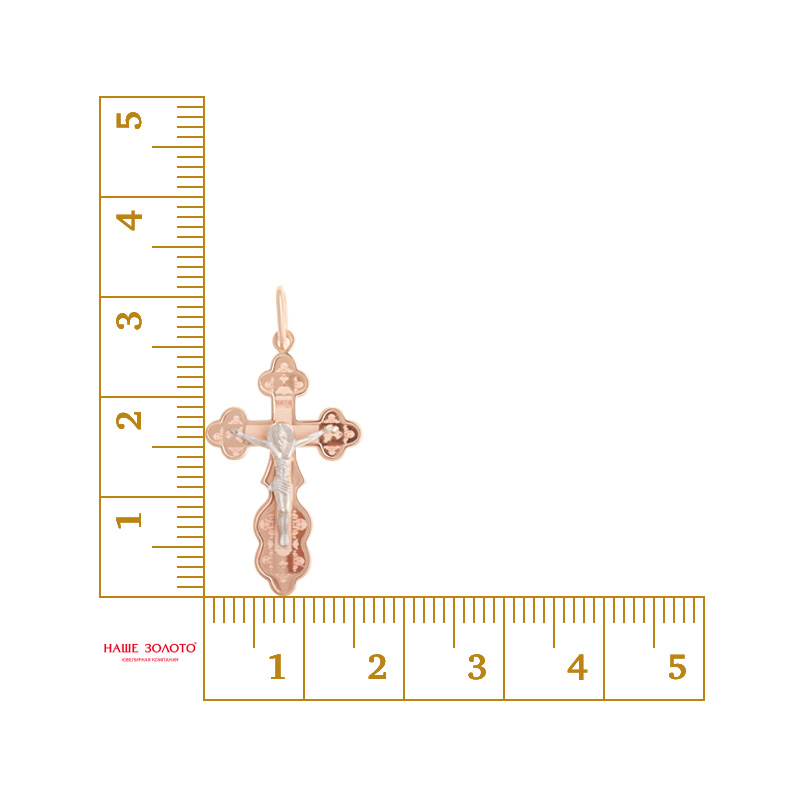 Золотой крест Топаз из красного золота 585 пробы ТЗТ13096004