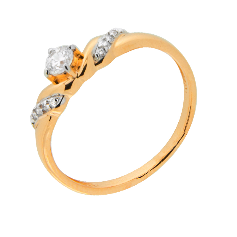 Золотое кольцо Efremof из красного золота 585 пробы  со вставками (сваровски и фианит) ЮПК1323815, размеры от 16 до 19