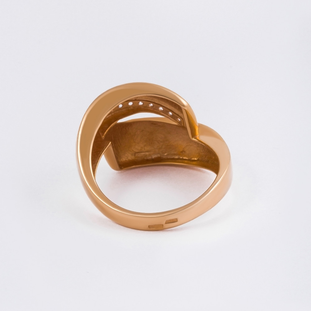 Золотое кольцо Efremof из красного золота 585 пробы  со вставками (фианит) ЮПК1329714, размеры от 16 до 21