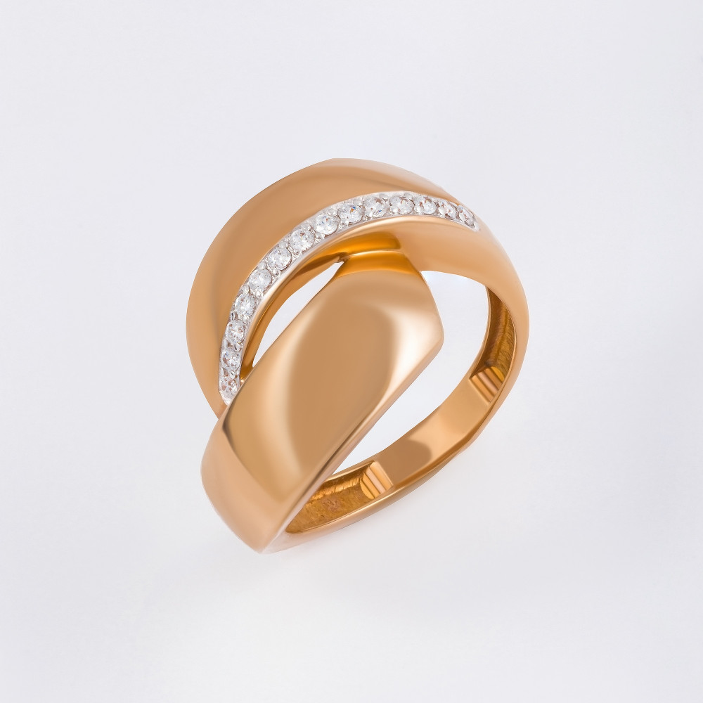 Золотое кольцо Efremof из красного золота 585 пробы  со вставками (фианит) ЮПК1329714, размеры от 16 до 21
