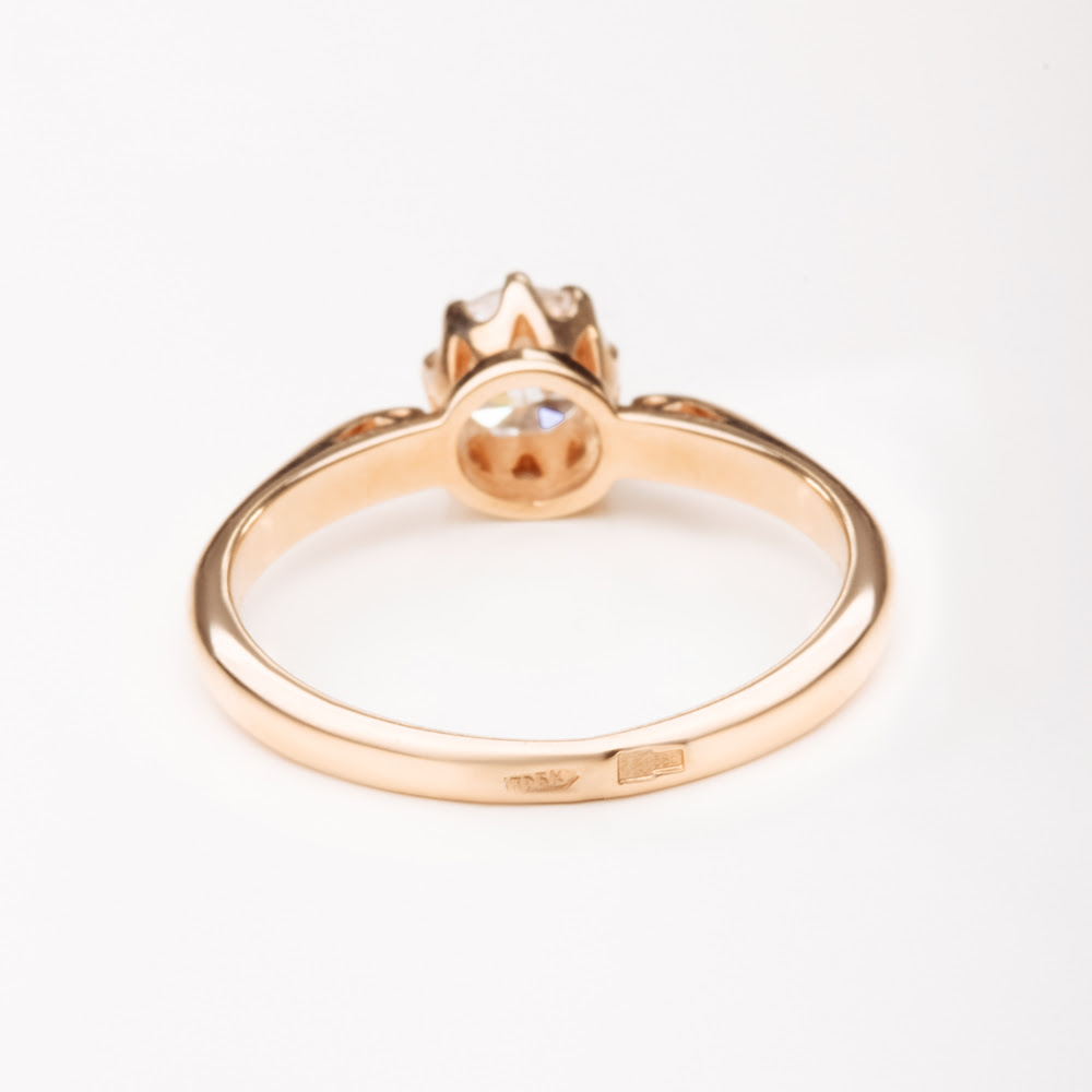 Золотое кольцо Берег из красного золота 585 пробы  со вставками (фианит) 2БКЗ5К-01-0441-01, размеры от 15.5 до 18.5