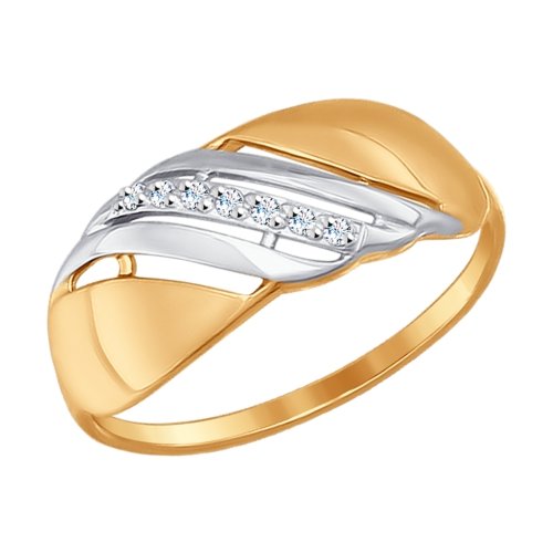 Золотое кольцо Sokolov из красного золота 585 пробы  со вставками (фианит) ДИ017203, размеры от 16.5 до 18.5
