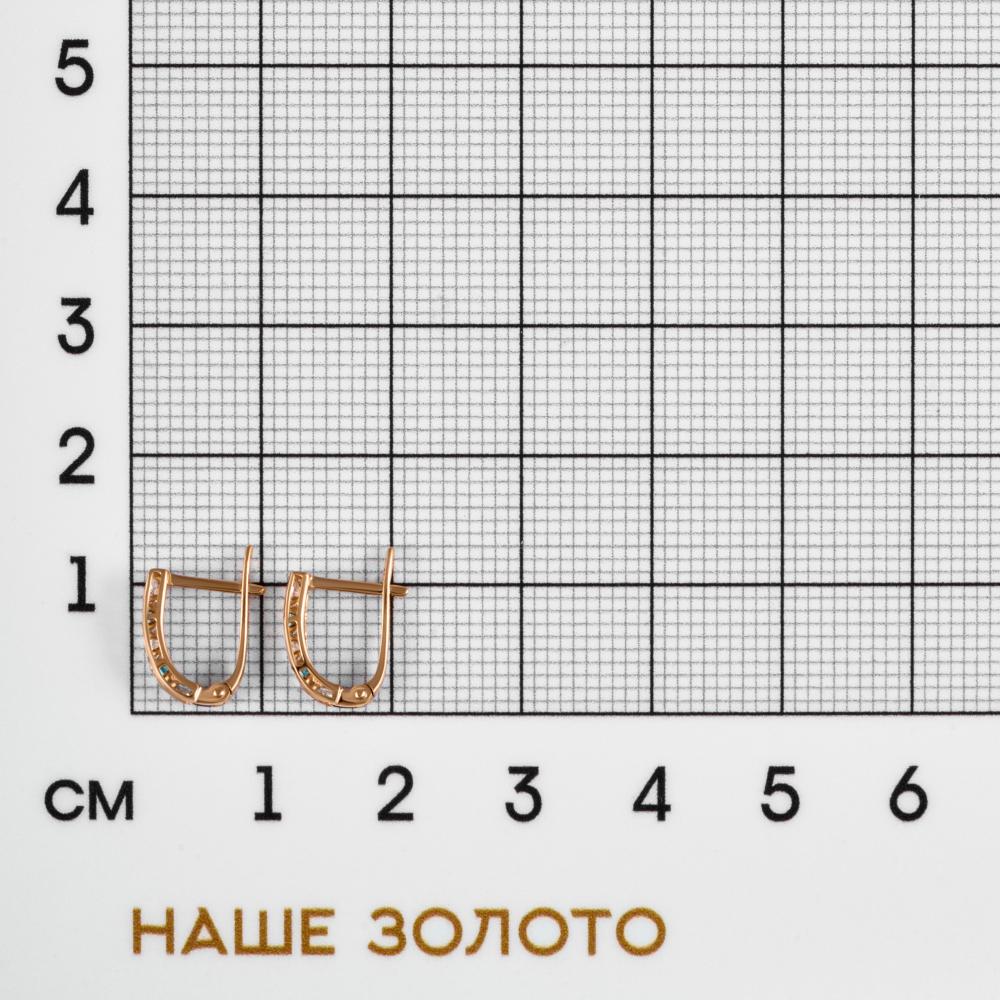 Золотые серьги детские Иллада  из красного золота 585 пробы  со вставками (фианит) 2И12-0506а