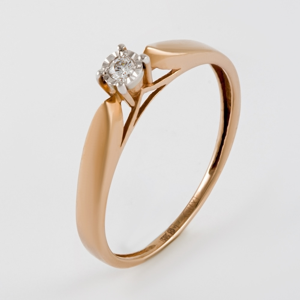 Помолвочное кольцо из красного золота с бриллиантом
