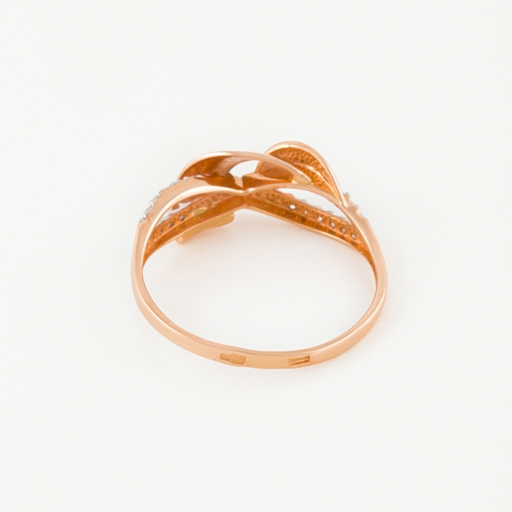 Золотое кольцо Efremof из красного золота 585 пробы  со вставками (фианит) ЮПК1324534, размеры от 16.5 до 18.5