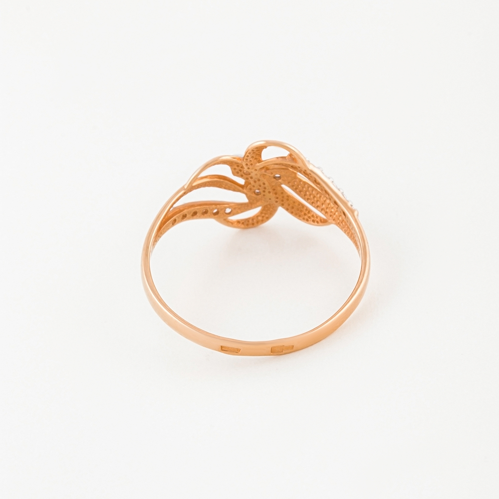 Золотое кольцо Efremof из красного золота 585 пробы  со вставками (фианит) ЮПК1324861, размеры от 16 до 19