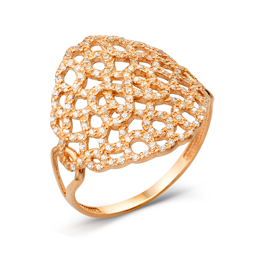 Золотое кольцо Вероника из красного золота 585 пробы  со вставками (фианит) 3ВК130-238, размеры от 16 до 19