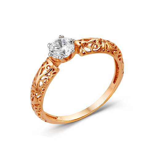 Золотое кольцо Вероника из красного золота 585 пробы  со вставками (фианит) 3ВК132-259, размеры от 16 до 20.5