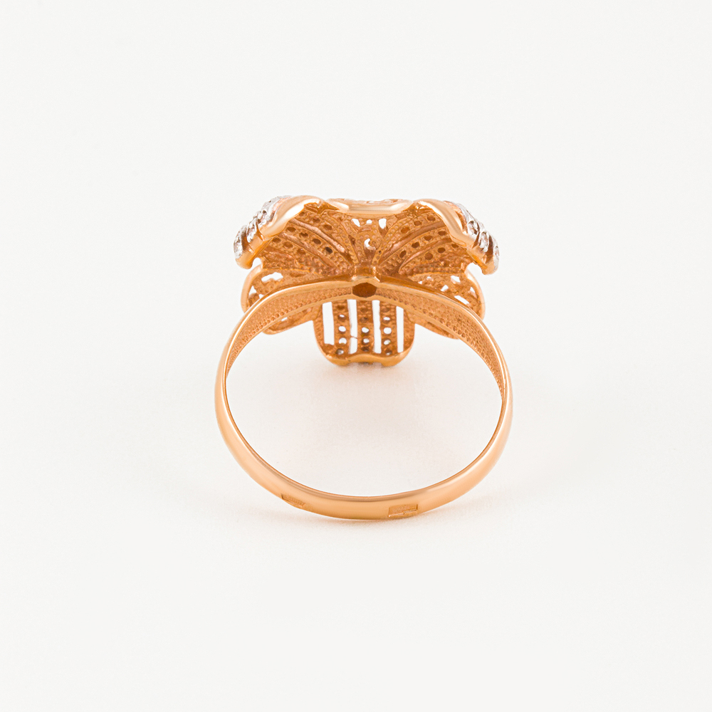 Золотое кольцо Вероника из красного золота 585 пробы  со вставками (фианит) 3ВК132-434, размеры от 16 до 19