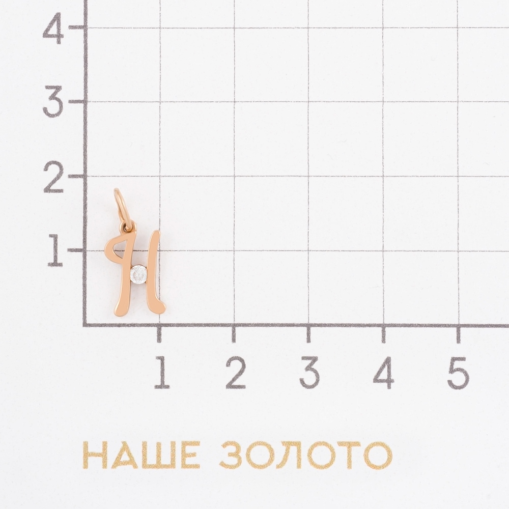 Золотая буква Вероника из красного золота 585 пробы  со вставками (фианит) 3ВП130-554