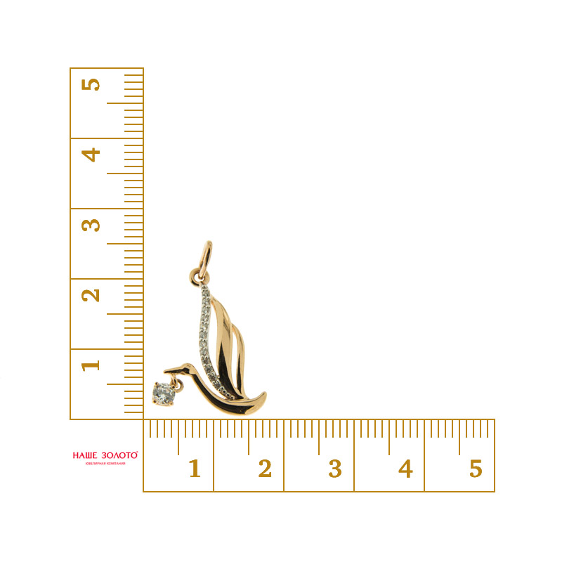 Золотая подвеска Sokolov из красного золота 585 пробы  со вставками (фианит) ДИ035116