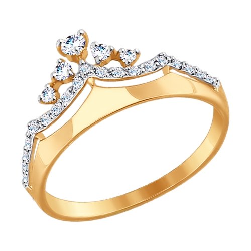 Золотое кольцо Sokolov из красного золота 585 пробы  со вставками (фианит) ДИ017413, размеры от 15 до 18