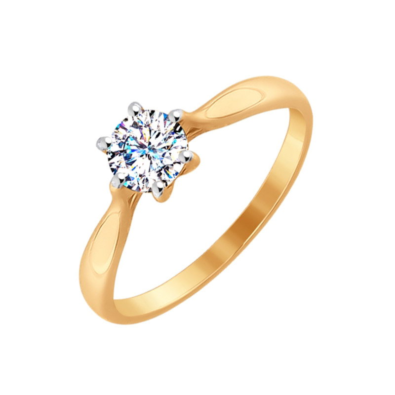 Золотое кольцо с сваровски