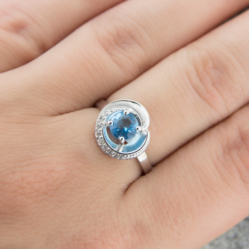 Серебряное кольцо Efremof  со вставками (кристалл и фианит) ЮП1015010511кртс, размеры от 16.5 до 18.5
