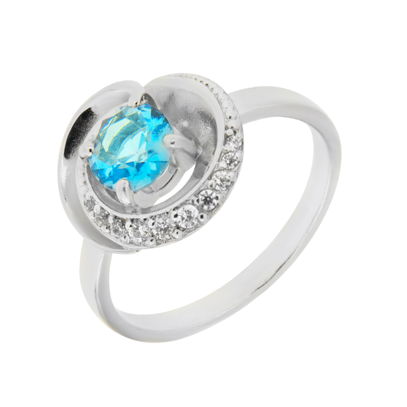 Серебряное кольцо Efremof  со вставками (кристалл и фианит) ЮП1015010511кртс, размеры от 16.5 до 18.5