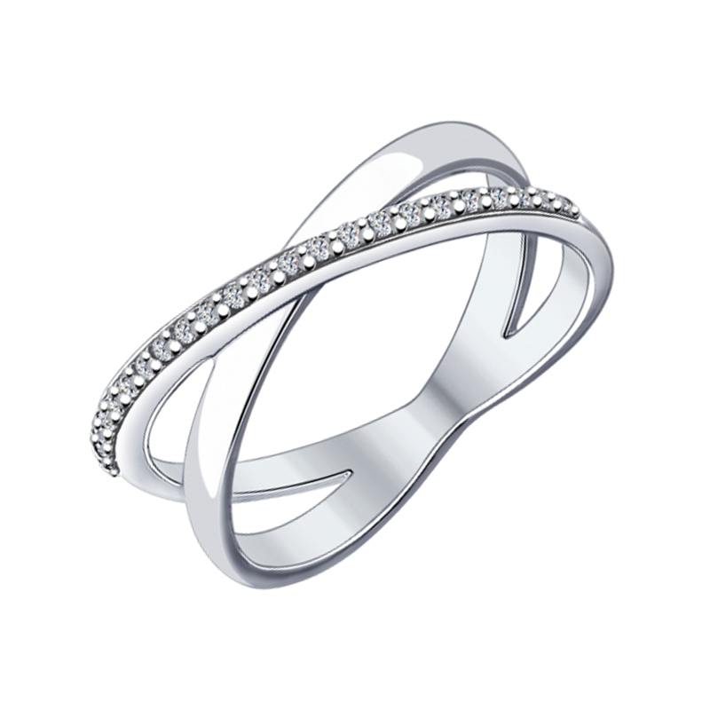 Серебряное кольцо Sokolov  со вставками (фианит) ДИ94012051, размеры от 15.5 до 19.5