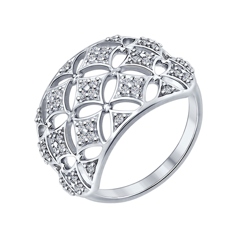 Серебряное кольцо Sokolov  со вставками (фианит) ДИ94012255, размеры от 15.5 до 19
