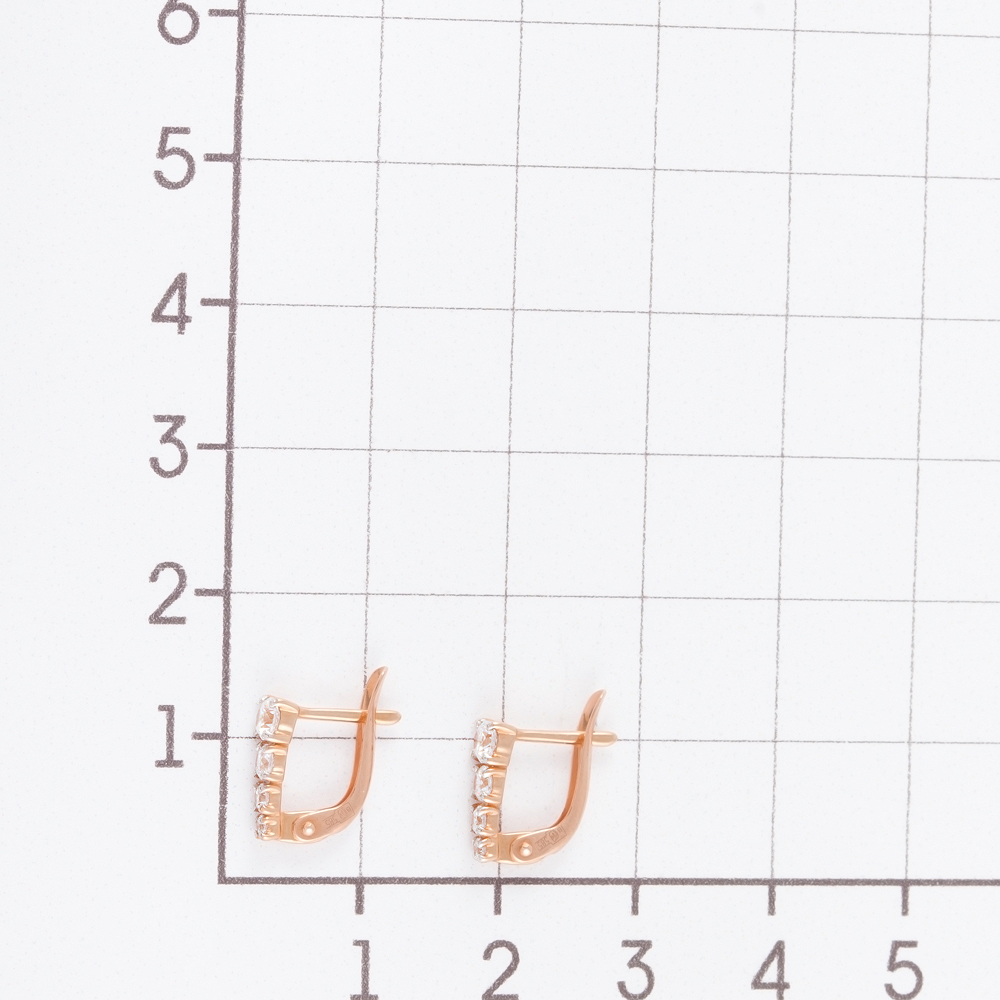 Золотые серьги детские Sokolov из красного золота 585 пробы  со вставками (фианит) ДИ027455