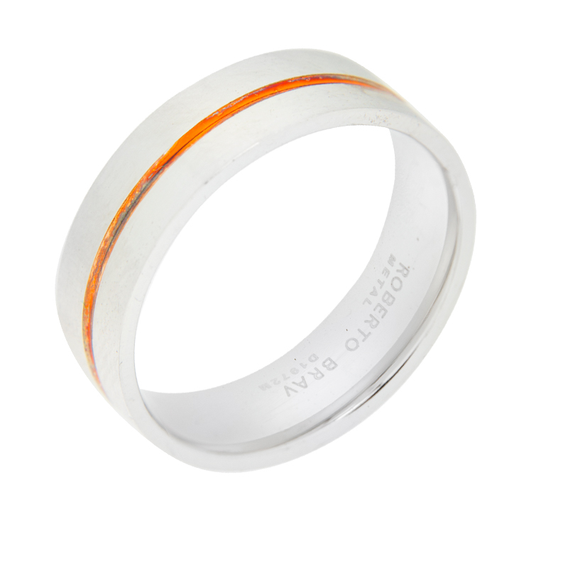 Стальное кольцо обручальное Роберто браво из стали с позолотой РВ015, размеры от 17 до 20