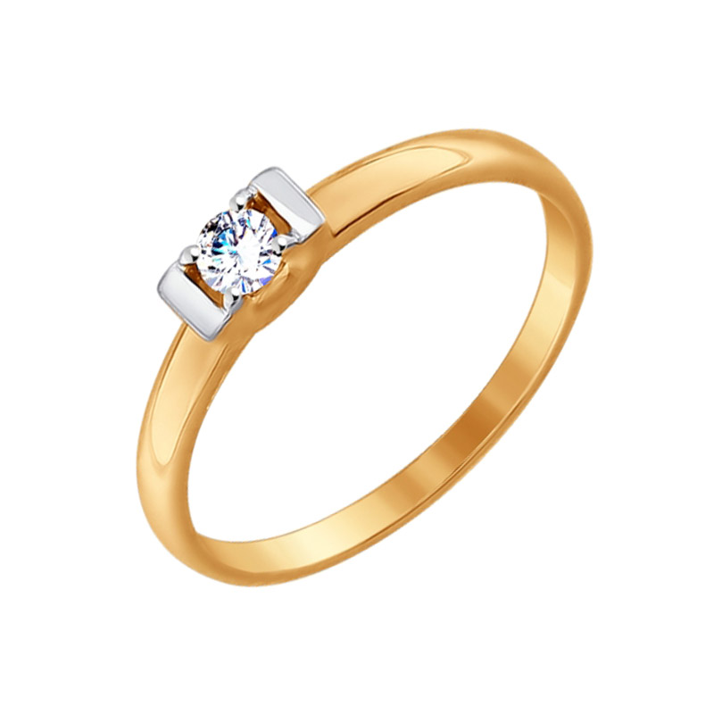 Золотое кольцо Sokolov из красного золота 585 пробы  со вставками (фианит) ДИ017465, размеры от 16 до 20