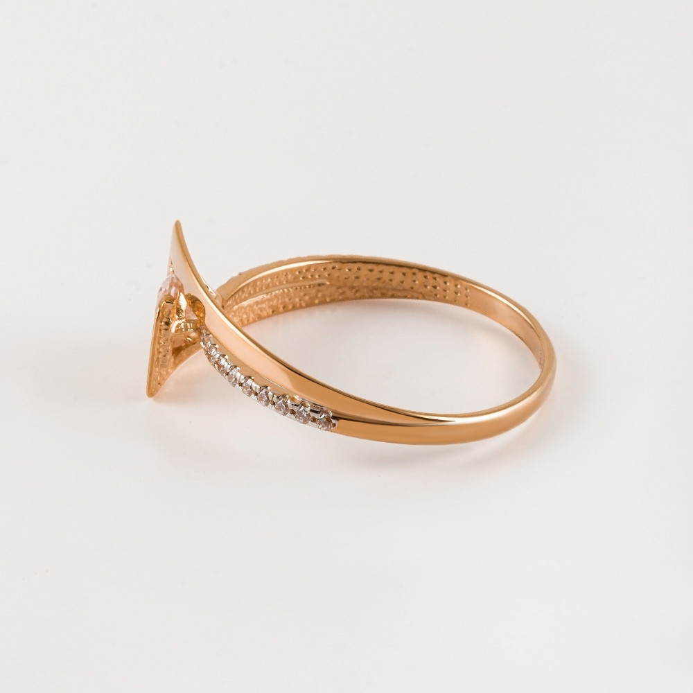 Золотое кольцо Санис из красного золота 585 пробы  со вставками (фианит) СН01-114662, размеры от 15.5 до 18