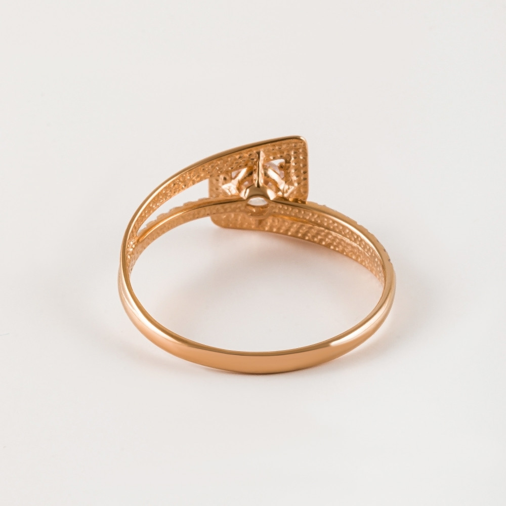 Золотое кольцо Санис из красного золота 585 пробы  со вставками (фианит) СН01-114662, размеры от 15.5 до 18