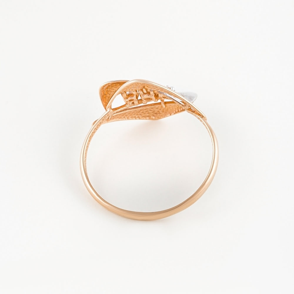 Золотое кольцо Санис из красного золота 585 пробы  со вставками (фианит) СН01-114654, размеры от 17 до 20.5