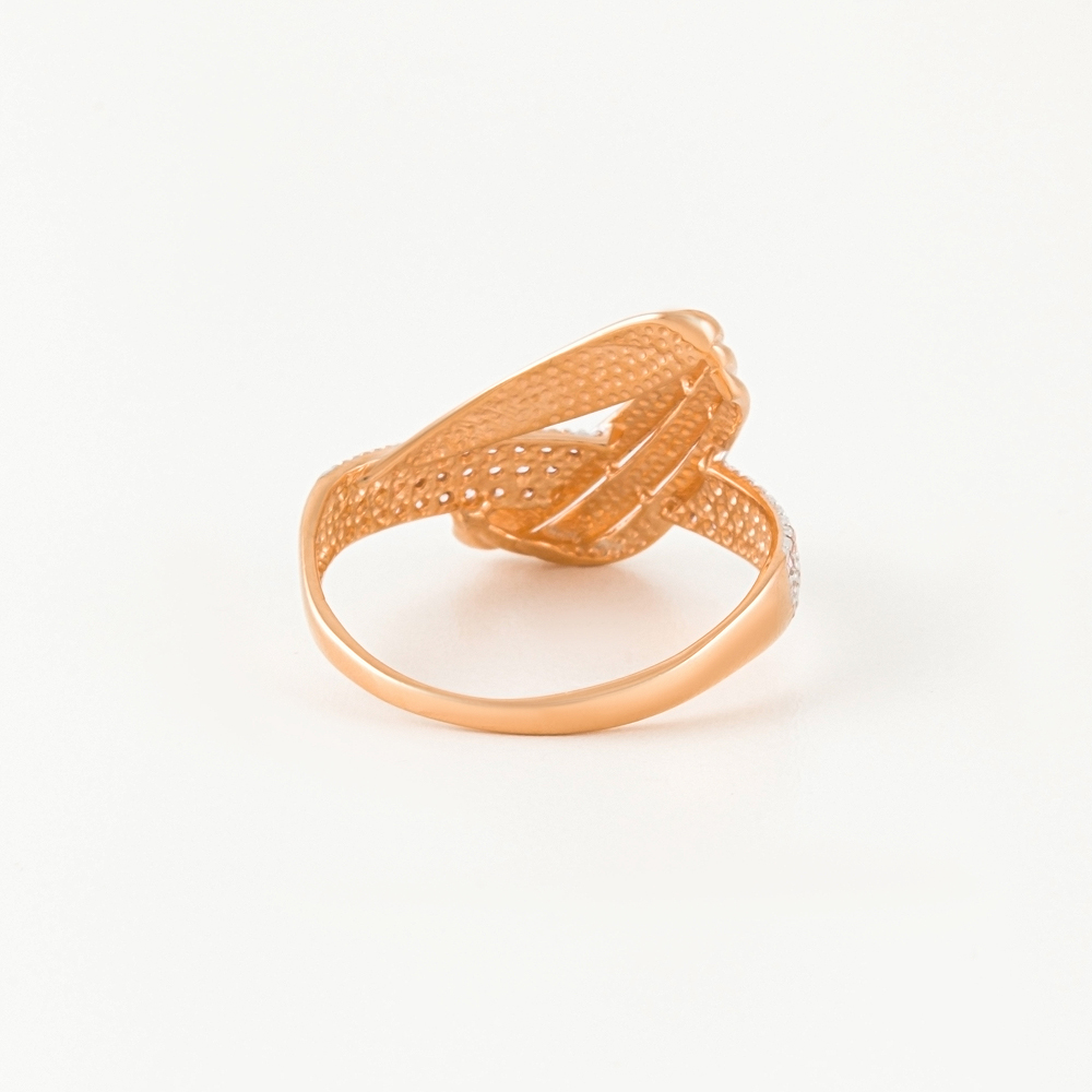 Золотое кольцо Санис из красного золота 585 пробы  со вставками (фианит) СН01-114758, размеры от 17 до 19.5