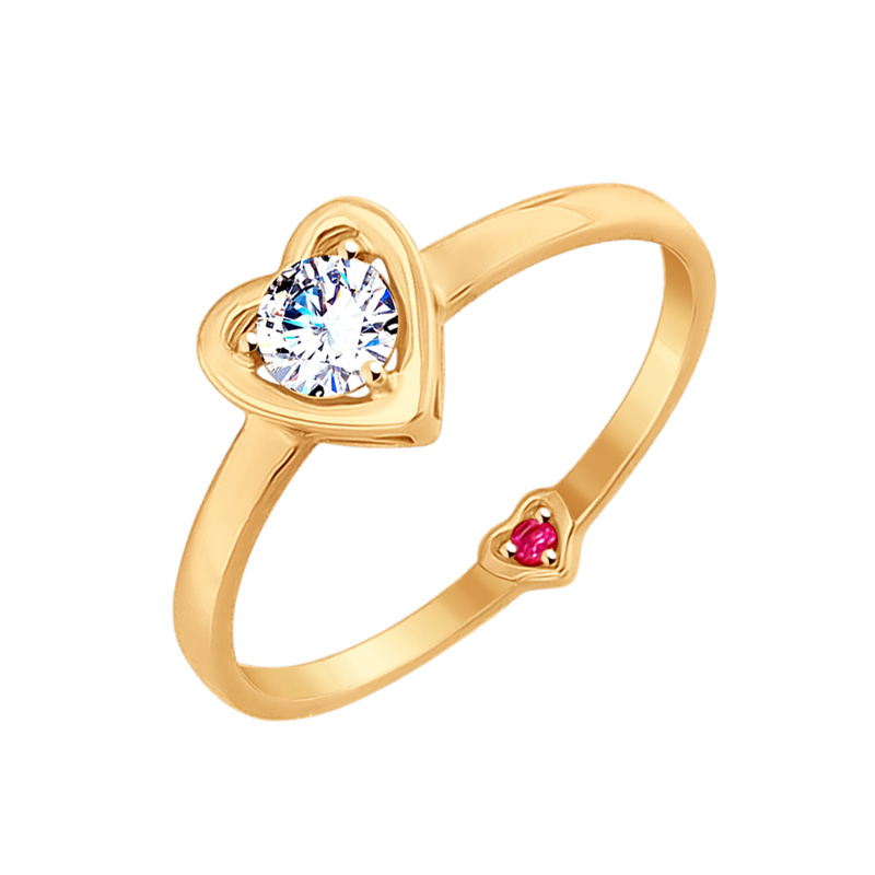 Золотое кольцо Sokolov из красного золота 585 пробы  со вставками (фианит) ДИ017530, размеры от 15 до 18.5