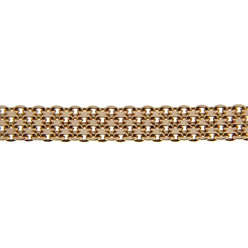 Золотая цепочка Титан из красного золота 585 пробы бисмарк 4-ой 035 ИНЦБ4Я135А2-А51, размеры от 16 до 55